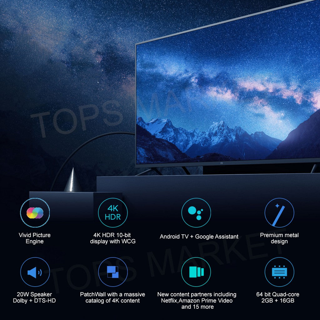 تلفزيون فور أكس قياس 65 انش ذكي من شاومي Mi TV 4X 163.9cm 65 Inch 4K